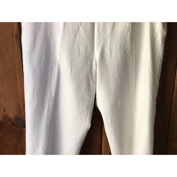 Outfit Petite White Dress Pants Sz 10P Linen Blend Beaded Embroidered Ankle Crop - Picture 4 of 8